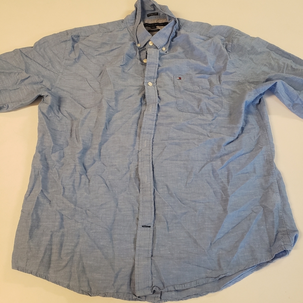 Blue Tommy Hilfiger long sleeve button down dress shirt size XL